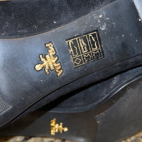 Prada Black Suede Leather Block Heel Rounded Toe‎ Boots Booties Size 9 - Picture 8 of 10